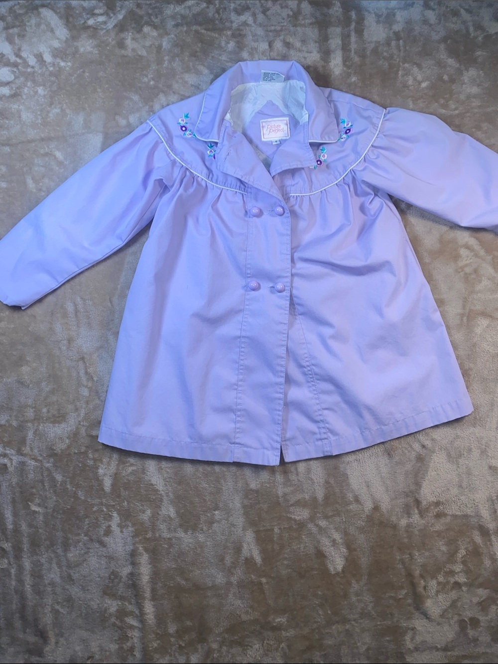 Vintage Picture Perfect Lilac Embroidered Girls' Coat